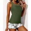 image:imageYonique Tankini Swimsuits for Women with Shorts Athletic Two Piece Bathing Suits Racerback Tank Tops SwimwearGreen Palm Tree