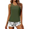 image:imageYonique Tankini Swimsuits for Women with Shorts Athletic Two Piece Bathing Suits Racerback Tank Tops SwimwearGreen Palm Tree