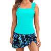 image:imageYonique Tankini with Skirt  Two Piece Swimsuit Tummy Control Bathing Suit Ruffle Swimwear 2026Aqua and Blue Floral