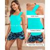 image:imageYonique Tankini with Skirt  Two Piece Swimsuit Tummy Control Bathing Suit Ruffle Swimwear 2026Aqua and Blue Floral