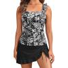 image:imageYonique Tankini with Skirt  Two Piece Swimsuit Tummy Control Bathing Suit Ruffle Swimwear 2026Black Floral