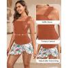 image:imageYonique Tankini with Skirt  Two Piece Swimsuit Tummy Control Bathing Suit Ruffle Swimwear 2026Brown and Flower