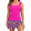 image:imageYonique Tankini with Skirt  Two Piece Swimsuit Tummy Control Bathing Suit Ruffle Swimwear 2026Pink Floral