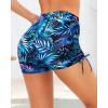 image:imageYonique Women Swim Shorts High Waisted Swimsuit Shorts Tummy Control Bathing Suit Bottom Plus Size BoyshortsBlue Leaves