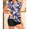image:imageYonique Women Tankini with Shorts and Pocket Two Piece Swimsuits Ruffle Sleeve Bathing Suit Flowy SwimwearRuffle Purple Flowers