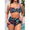 image:imageYonique Womens Underwire Bikini with Swim Skirt  2026 Tummy Control Two Piece Bathing Suit High Waisted Push Up SwimwearPrismatic Leaves
