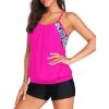 image:imageYonique Two Piece Tankini Bathing Suits TBack Blouson Swim Tops with Boy Shorts Women Swimsuits Sporty Swimwear Hot Pink L