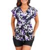 image:imageYonique Women Tankini with Shorts and Pocket Two Piece Swimsuits Ruffle Sleeve Bathing Suit Flowy SwimwearRuffle Purple Flowers