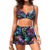 image:imageYonique Womens Underwire Bikini with Swim Skirt  2026 Tummy Control Two Piece Bathing Suit High Waisted Push Up SwimwearPrismatic Leaves