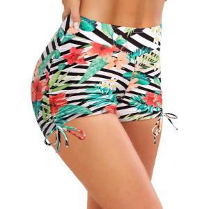 image:imageYonique Women Swim Shorts High Waisted Swimsuit Shorts Tummy Control Bathing Suit Bottom Plus Size BoyshortsStriped and Floral