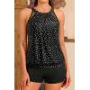 image:imageYonique Tankini Swimsuits with Shorts  Tummy Control Two Piece Blouson Bathing Suits High Neck SwimwearBlack Dot
