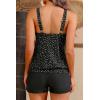 image:imageYonique Tankini Swimsuits with Shorts  Tummy Control Two Piece Blouson Bathing Suits High Neck SwimwearBlack Dot