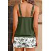 image:imageYonique Tankini Swimsuits with Shorts  Tummy Control Two Piece Blouson Bathing Suits High Neck SwimwearGreen Palm Tree