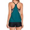 image:imageYonique Two Piece Tankini Bathing Suits TBack Blouson Swim Tops with Boy Shorts Women Swimsuits Sporty SwimwearCoral Teal