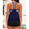 image:imageYonique Two Piece Tankini Bathing Suits TBack Blouson Swim Tops with Boy Shorts Women Swimsuits Sporty SwimwearDark Blue