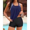 image:imageYonique Two Piece Tankini Bathing Suits TBack Blouson Swim Tops with Boy Shorts Women Swimsuits Sporty SwimwearDark Blue