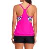 image:imageYonique Two Piece Tankini Bathing Suits TBack Blouson Swim Tops with Boy Shorts Women Swimsuits Sporty SwimwearNeon Pink