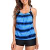 image:imageYonique Two Piece Tankini Bathing Suits TBack Blouson Swim Tops with Boy Shorts Women Swimsuits Sporty SwimwearOcean Blue