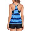 image:imageYonique Two Piece Tankini Bathing Suits TBack Blouson Swim Tops with Boy Shorts Women Swimsuits Sporty SwimwearOcean Blue