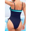 image:imageYonique Women Strapless One Piece Swimsuit Tummy Control Bandeau Bathing Suit Cheeky SwimwearNavy Blue Color Block