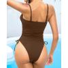 image:imageYonique Women Strapless One Piece Swimsuit Tummy Control Bandeau Bathing Suit Cheeky SwimwearRuffled Brown