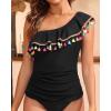 image:imageYonique Womens One Shoulder Tankini Swim Tops Ruffle Bathing Suit Tops No BottomsBlack01