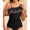 image:imageYonique Womens One Shoulder Tankini Swim Tops Ruffle Bathing Suit Tops No BottomsBlack01