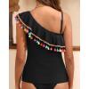 image:imageYonique Womens One Shoulder Tankini Swim Tops Ruffle Bathing Suit Tops No BottomsBlack01