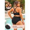 image:imageYonique Womens Plus Size Bikini High Waisted Swimsuits Two Piece Bathing Suits Tummy Control SwimwearDouble Straps Black