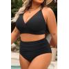 image:imageYonique Womens Plus Size Bikini High Waisted Swimsuits Two Piece Bathing Suits Tummy Control SwimwearDouble Straps Black