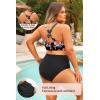 image:imageYonique Womens Plus Size Bikini High Waisted Swimsuits Two Piece Bathing Suits Tummy Control SwimwearDouble Straps Black Flower