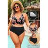 image:imageYonique Womens Plus Size Bikini High Waisted Swimsuits Two Piece Bathing Suits Tummy Control SwimwearDouble Straps Black Flower