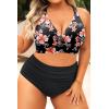 image:imageYonique Womens Plus Size Bikini High Waisted Swimsuits Two Piece Bathing Suits Tummy Control SwimwearDouble Straps Black Flower