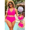 image:imageYonique Womens Plus Size Bikini High Waisted Swimsuits Two Piece Bathing Suits Tummy Control SwimwearDouble Straps Hot Pink