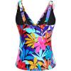 image:imageYonique Womens Tankini Top Only Tummy Control Bathing Suit Top Ruffle Swimsuit Top V Neck Swim Tank Top No BottomColorful Leaves