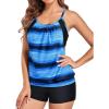 image:imageYonique Two Piece Tankini Bathing Suits TBack Blouson Swim Tops with Boy Shorts Women Swimsuits Sporty SwimwearOcean Blue