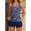 image:imageYonique 2 Piece Tankini Swimsuits for Women with Boy Shorts Athletic Swim Tank Top Bathing SuitsBlue Floral
