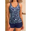image:imageYonique 2 Piece Tankini Swimsuits for Women with Boy Shorts Athletic Swim Tank Top Bathing SuitsBlue Floral
