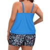 image:imageYonique Plus Size Tankini Swimsuits for Women Blouson Tankini Tops with Swim Shorts Two Piece Bathing SuitsBlue Flower 05