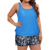 image:imageYonique Plus Size Tankini Swimsuits for Women Blouson Tankini Tops with Swim Shorts Two Piece Bathing SuitsBlue Flower 05