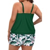 image:imageYonique Plus Size Tankini Swimsuits for Women Blouson Tankini Tops with Swim Shorts Two Piece Bathing SuitsGreen Floral