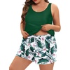 image:imageYonique Plus Size Tankini Swimsuits for Women Blouson Tankini Tops with Swim Shorts Two Piece Bathing SuitsGreen Floral