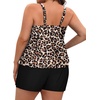 image:imageYonique Plus Size Tankini Swimsuits for Women Blouson Tankini Tops with Swim Shorts Two Piece Bathing SuitsLeopard 04