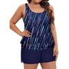 image:imageYonique Plus Size Tankini Swimsuits for Women Blouson Tankini Tops with Swim Shorts Two Piece Bathing SuitsNavy Meteor