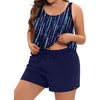 image:imageYonique Plus Size Tankini Swimsuits for Women Blouson Tankini Tops with Swim Shorts Two Piece Bathing SuitsNavy Meteor