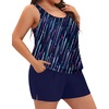 image:imageYonique Plus Size Tankini Swimsuits for Women Blouson Tankini Tops with Swim Shorts Two Piece Bathing SuitsNavy Meteor