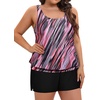 image:imageYonique Plus Size Tankini Swimsuits for Women Blouson Tankini Tops with Swim Shorts Two Piece Bathing SuitsPink Diagonal Stripe