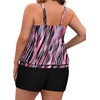 image:imageYonique Plus Size Tankini Swimsuits for Women Blouson Tankini Tops with Swim Shorts Two Piece Bathing SuitsPink Diagonal Stripe