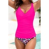 image:imageYonique Tankini Swimsuits for Women Tummy Control Bathing Suits Two Piece Tankini Tops with Bikini Bottoms Twist SwimwearColorful Leopard