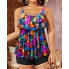 image:imageYonique Womens Plus Size Tankini Swimsuits with Shorts Two Piece Bathing Suits Ruffle Swimsuits Tummy Control SwimwearColorful Leaves
